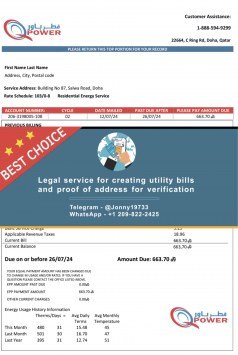 Qatar Power Company Fake Utility bill